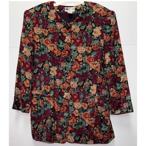 RRuss Classic Womens Floral Tapestry Blazer Jacket 14 Maximalist Artsy Boho